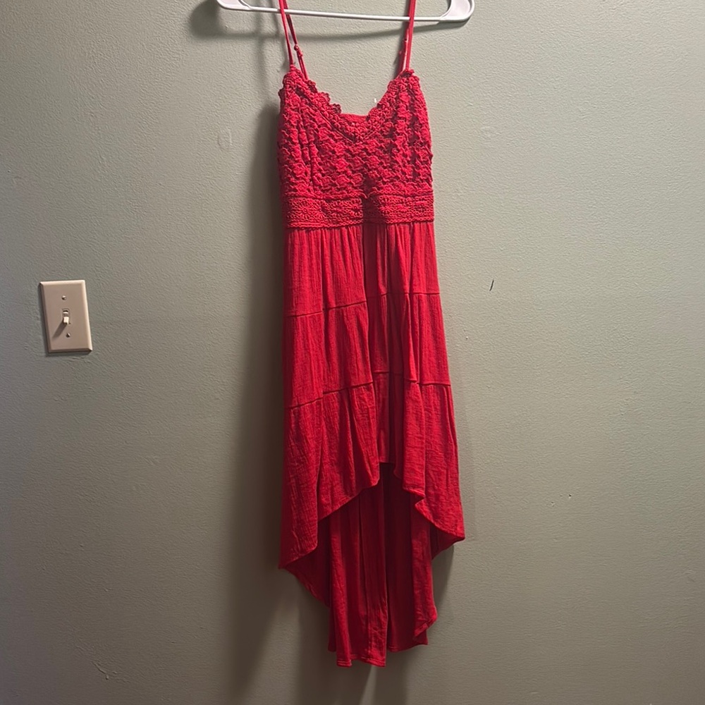 No Boundaries Red Asymmetrical Tiered Sundress
